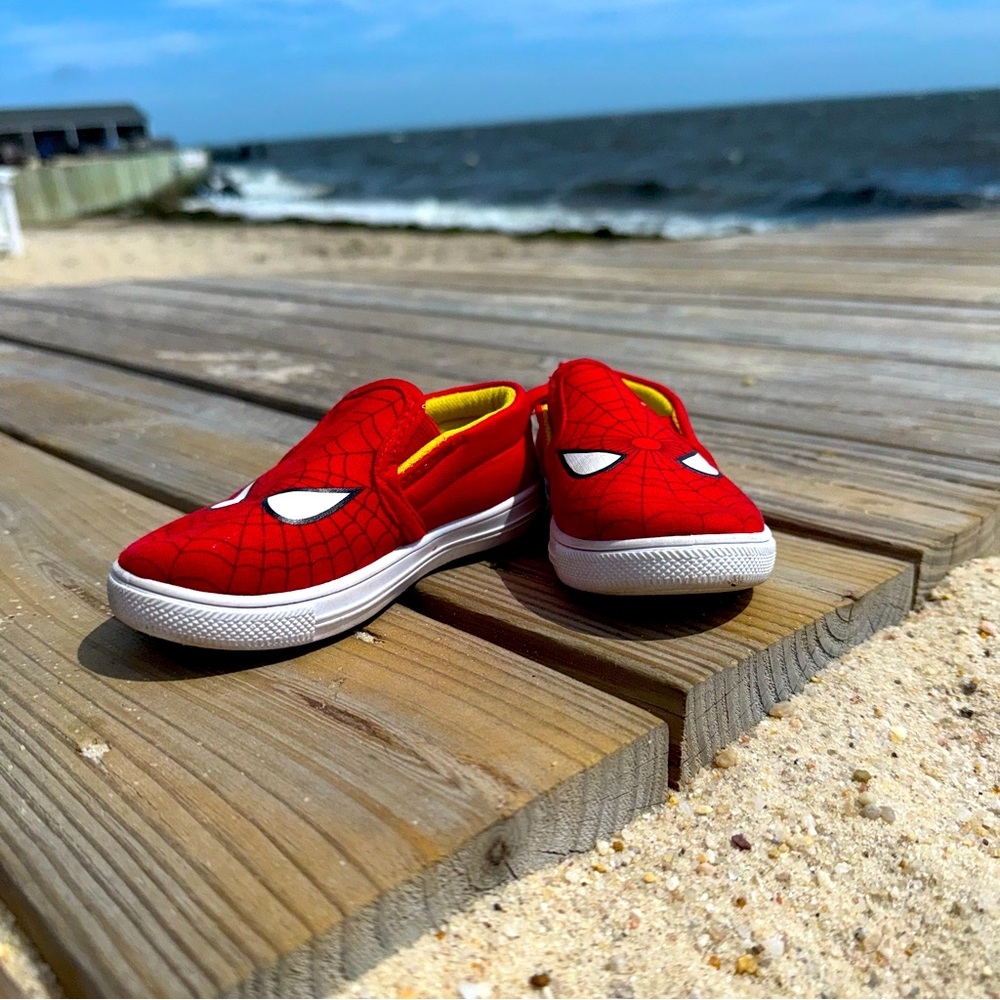 JG adorable Spiderman canvas, slip on sneaker for your wee “Spidey”  Fan SB3